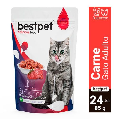 DISPLAY SOBRECITOS PREMIUM BESTPET CAT TROZOS DE CARNE 24 X 85 G