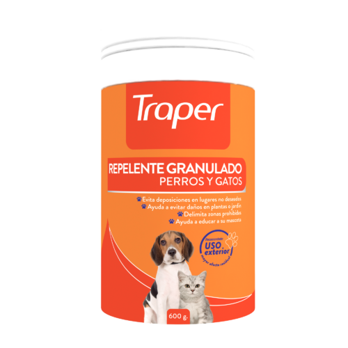 REPELENTE GRANULADO PERROS Y GATOS TRAPER 600 GR