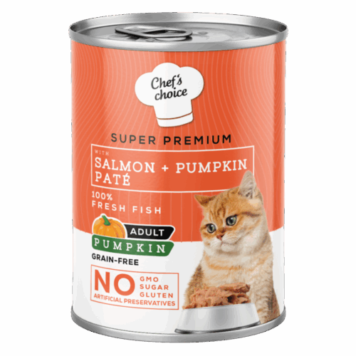 LATA  CHEF´S CHOICE GATOS GRAIN FREE PATE SALMON Y ZAPALLO 400 G